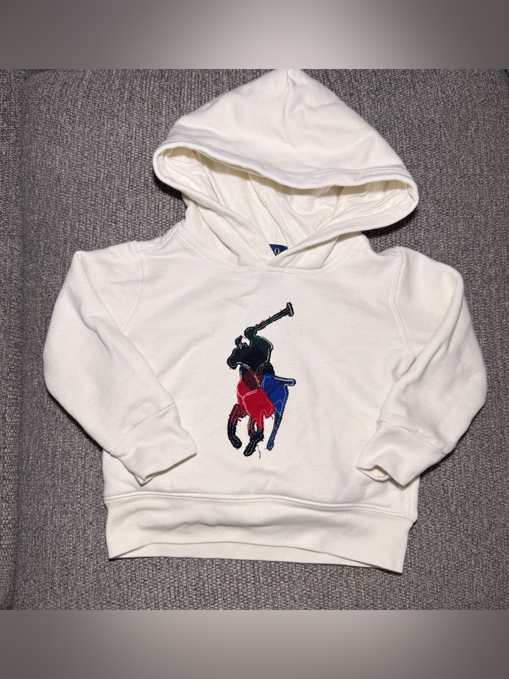 Polo Ralph Lauren toddler boy Patchwork Plaid Polo Pony Hoodie white size 2T